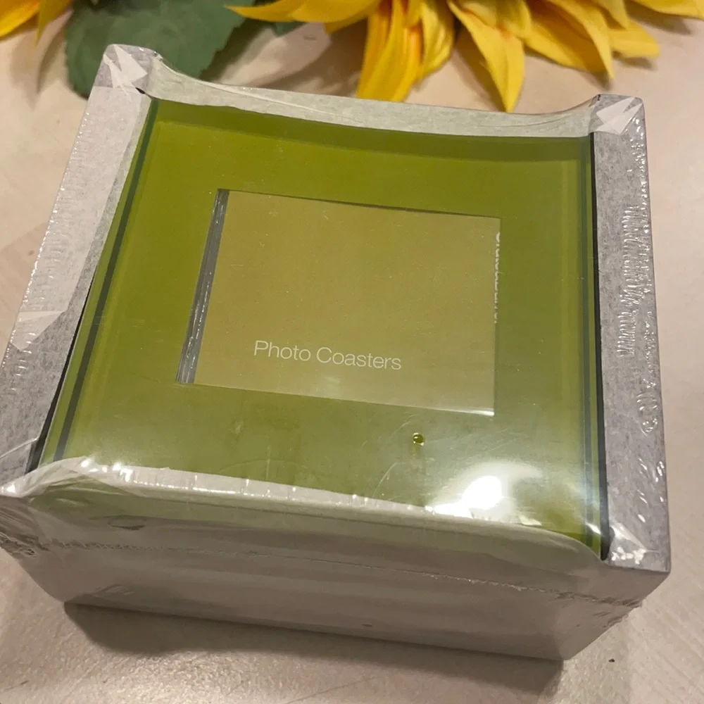 CRATE & BARREL GLASS PHOTO AND ART COASTERS